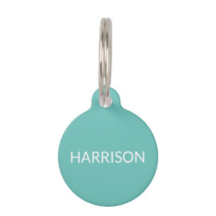 Custom name light teal dog contact Info Pet Tag