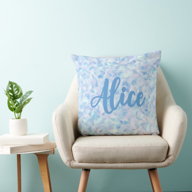 Custom Name Lilac Flower Petal Organic Shape  Throw Pillow (Chair)