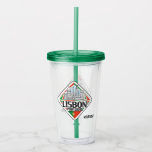 Custom Name Lisbon Portugal Acrylic Tumbler