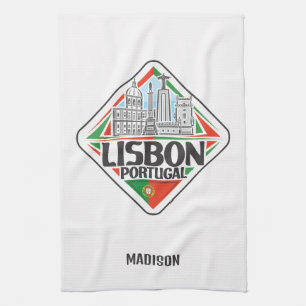 Custom Name Lisbon Portugal Kitchen Towel