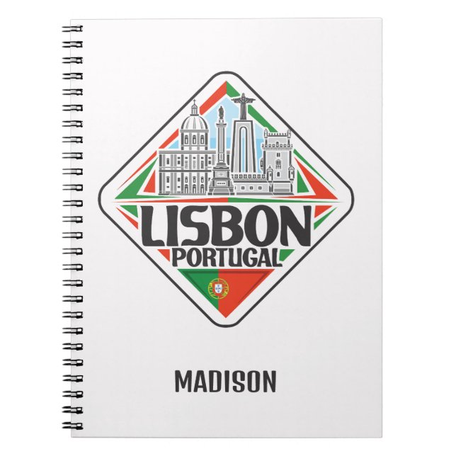 Custom Name Lisbon Portugal Notebook (Front)