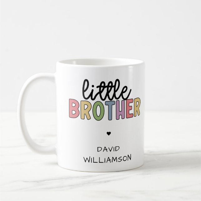Custom Name Little Brother Cute Personalized Coffee Mug (Left)