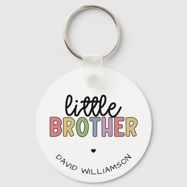Custom Name Little Brother Cute Personalized  Keychain (Front)