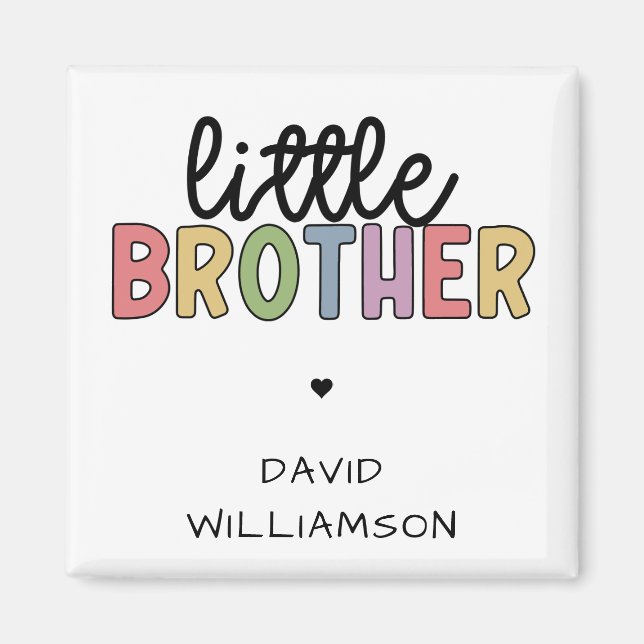 Custom Name Little Brother Cute Personalized Magnet (Front)