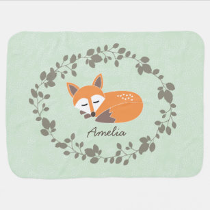 Custom Name LIttle Fox Baby Blanket
