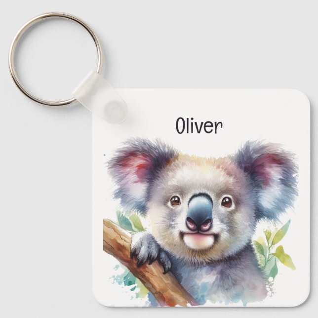 Custom Name Little Koala Bear Australian Animal  Keychain (Front)