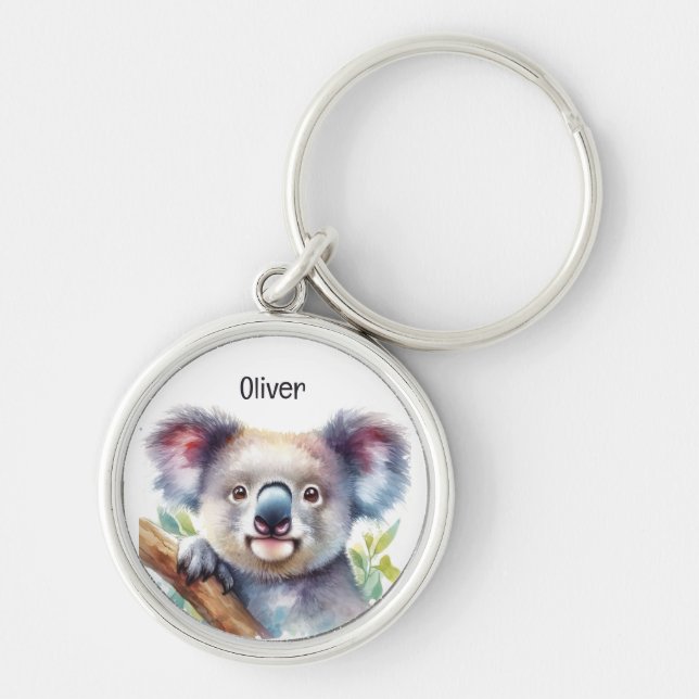 Custom Name Little Koala Bear Australian Animal  Keychain (Front)