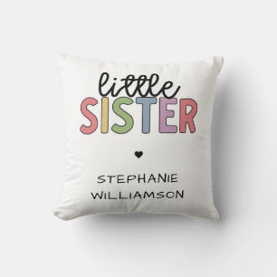 Custom Name Little Sister Cute Personalized Throw Pillow