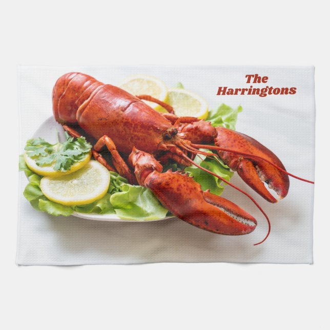 Custom name Lobster Kitchen Towel (Horizontal)