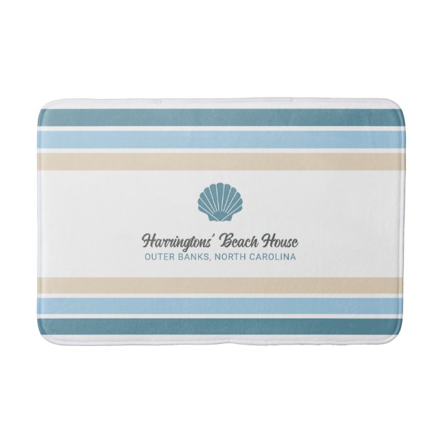 Custom Name & Location Beach House Bath Mat (Front)