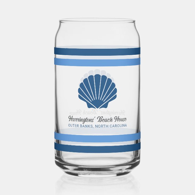Custom Name & Location Beach House Can Glass (Front)