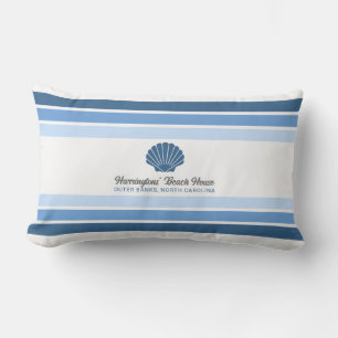 Custom Name & Location Beach House Lumbar Pillow