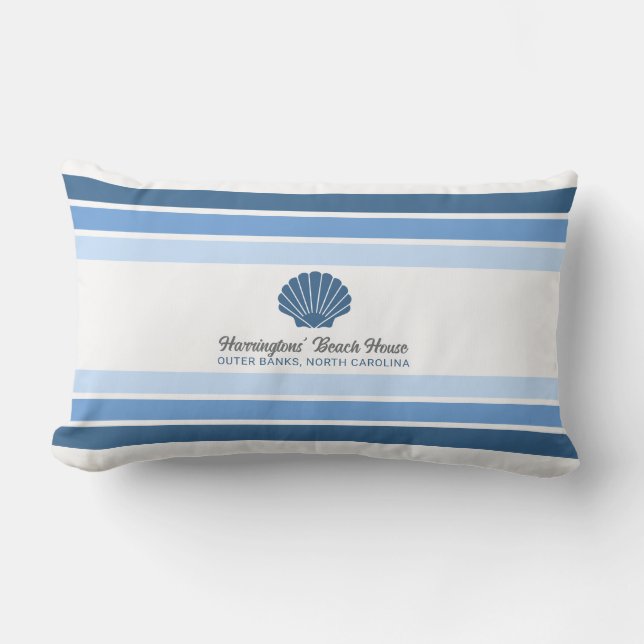 Custom Name & Location Beach House Lumbar Pillow (Front)