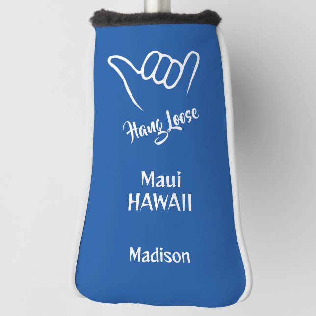 Custom Name, Location & Colour Shaka Golf Head Cover (Rotate 90)