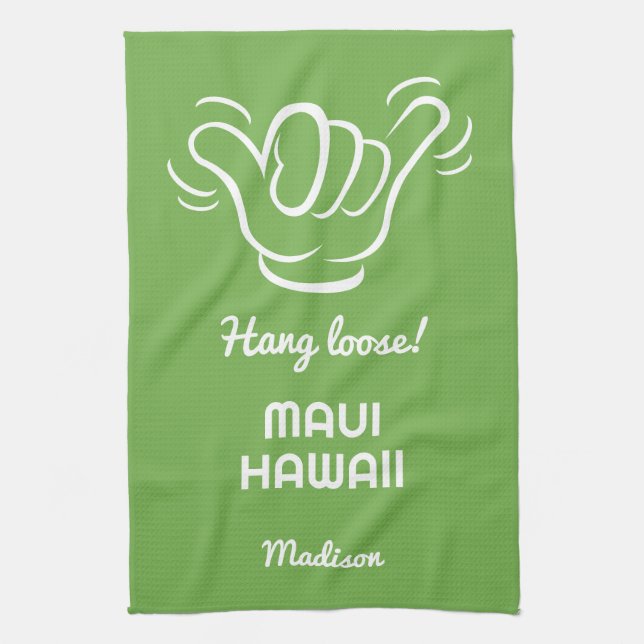 Custom Name, Location & Colour Shaka Kitchen Towel (Vertical)