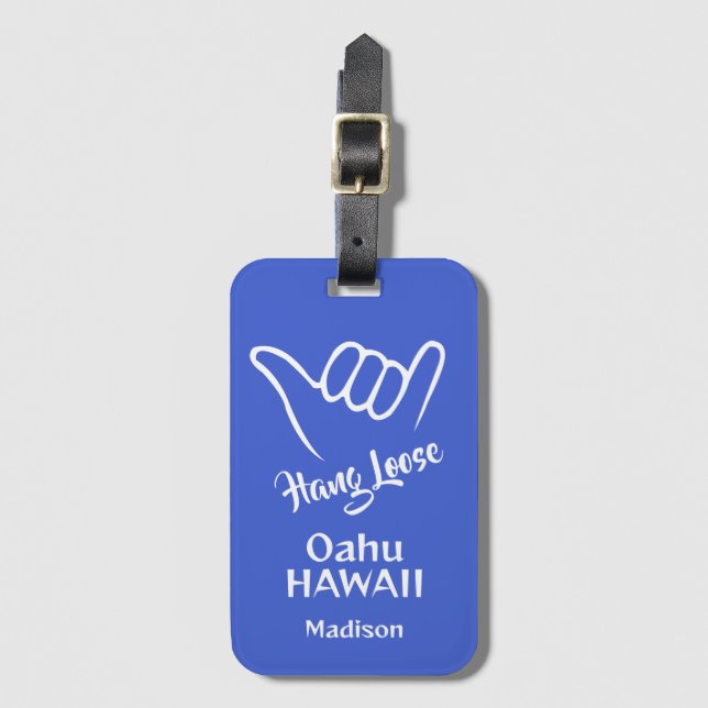 Custom Name, Location & Colour Shaka Luggage Tag (Front Vertical)