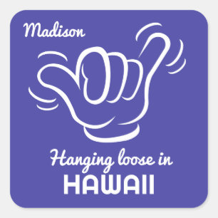 Custom Name, Location & Colour Shaka Square Sticker