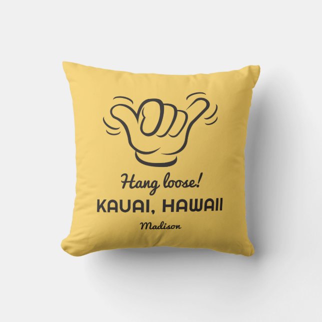 Custom Name, Location & Colour Shaka Throw Pillow (Front)