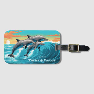 Custom Name & Location Dolphin Luggage Tag