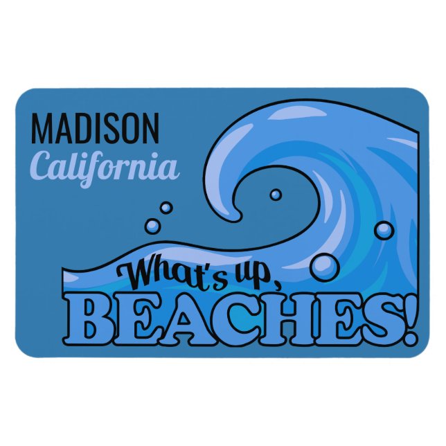 Custom name & location Funny Beach Wave magnet (Horizontal)
