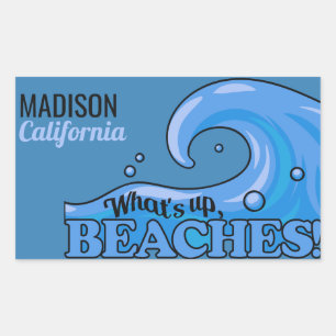 Custom name & location Funny Beach Wave stickers