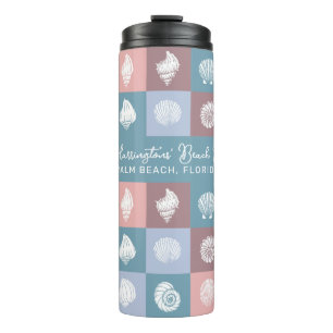 Custom Name & Location Seashells Pattern Thermal Tumbler