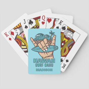 Custom Name & Location Surf Shaka Playing Cards
