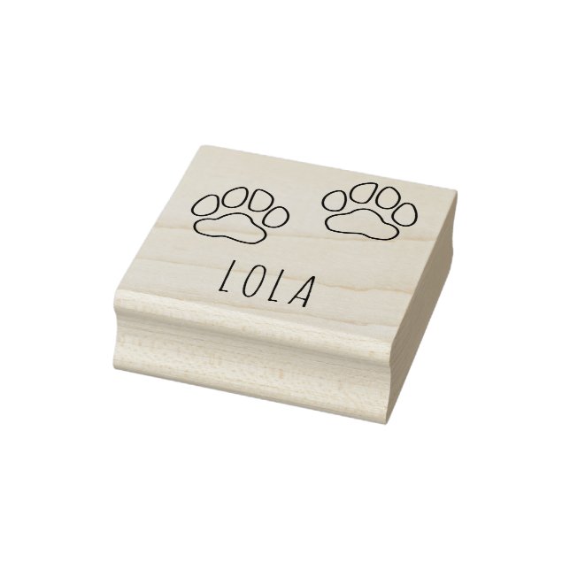Custom Name Lola Paw Print Outline Stamp (Stamp)