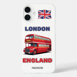 Custom Name London England iPhone 16 Plus Case