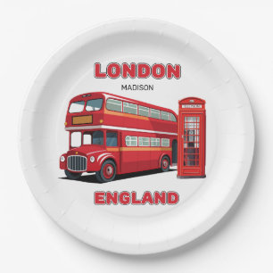 Custom Name London England Paper Plate