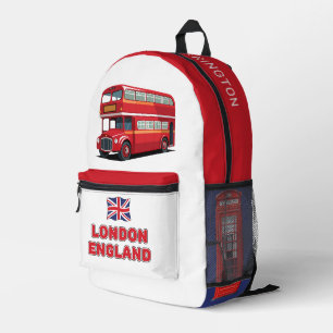 Custom Name London England Printed Backpack