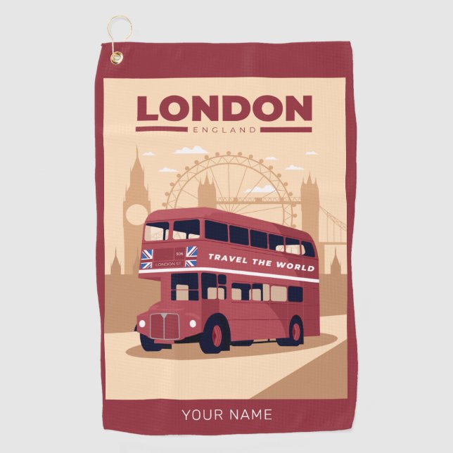Custom name LONDON Golf Towel (Front)