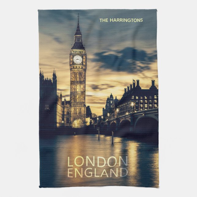 Custom Name London Kitchen Towel (Vertical)