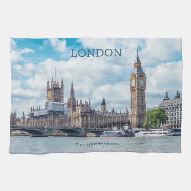 Custom Name London Kitchen Towel (Horizontal)