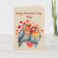Custom Name Love Cute Tropical Parrots Hearts