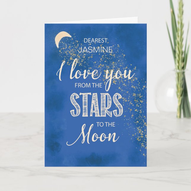 Custom Name, Love From Stars to Moon Night Sky Card (Front)