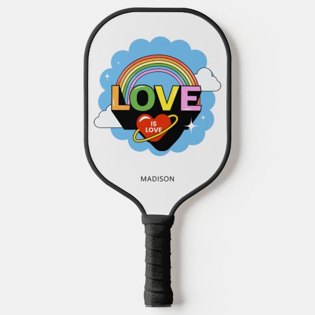 Custom Name "Love Is Love" Pickleball Paddle (Front)