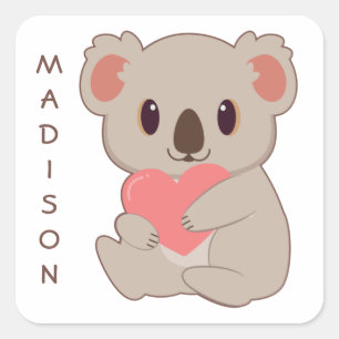   Custom Name Love Koala Square Sticker