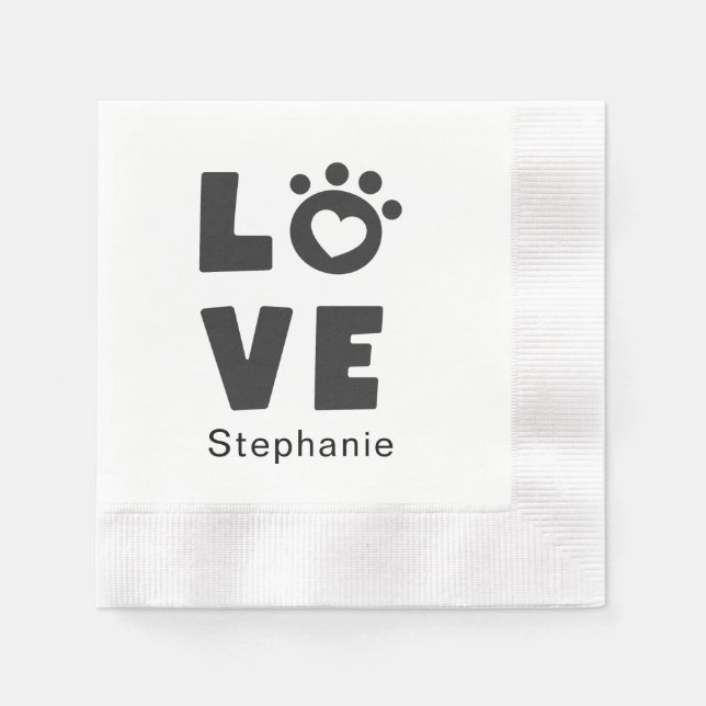 Custom Name Love Stylish Personalized Paper Napkin (Front)