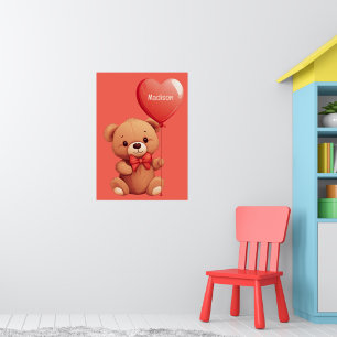 Custom Name Love Teddy Poster
