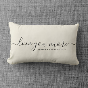 Custom Name Love you More Valentine's Day Newlywed Lumbar Pillow
