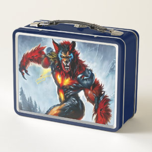 Custom Name Lunch Box, Colourful WereWolf Hallowee Metal Lunch Box