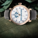 Custom name Luxury vintage blue Monogram  Watch<br><div class="desc">Custom name Luxury vintage blue Monogram Watch</div>