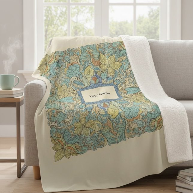 Custom Name Luxury Zentangle Sherpa Blanket (Creator Uploaded)