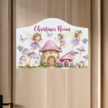 Custom Name Magic Fairies Pink Mushrooms