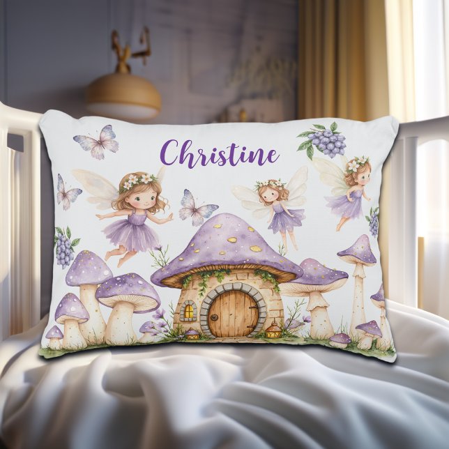 Custom Name Magic Fairies Purple Garden Accent Pillow (Creator Uploaded)