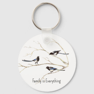 Custom Name Magpie Bird Family is Everything Keychain
