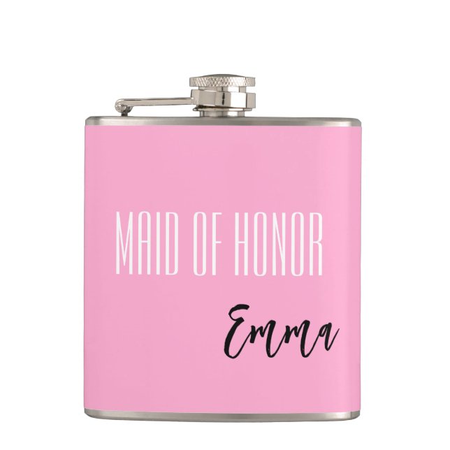Custom Name Maid Of Honour Flask (Front)
