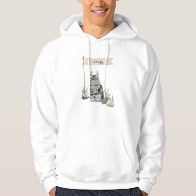 Custom Name Maine Coon Cat Pet Hoodie (Front)