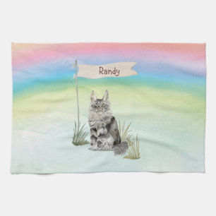 Custom Name Maine Coon Cat Pet Kitchen Towel